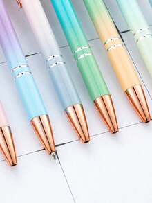 Customized Text LOGO Rose Gold Ombre Metal Push Button Aluminum Barrel Pen, Capacitive Touch Ballpoint Pen, Elegant Gift For Family, Friends, Teachers, Parents, Colleagues, Graduation & Back To School Season - Multicolor - View 6