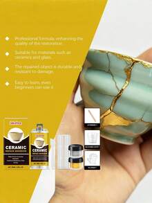 Ceramic Repair Kit, Gold Adhesive Deeply Bonds Broken Ceramics, Glass Cracks, Artistic Texture - A - View 7