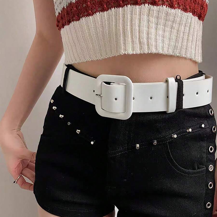 1条白色搭扣极简主义腰带 - 白色 - 查看 1