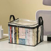 Foldable Book Box For Student Dormitory, Classroom Book Organizer, Clear, Waterproof, Home Book Organizer Storage Box 7ALR - Big Black - View 2
