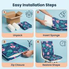 Seat Cushion And Backrest, Comfortable Soft Reversible Rocking Chair Pad, Waterproof, Fade-Resistant, Non-Slip Strap Seat Replacement Pad, 32D High-Density Foam Filling, Removable Machine-Washable Cover, Suitable For Indoor/Outdoor Use, Patio, Terrace, Porch, Backyard, Garden, Lawn, Kitchen, Dining Room, Office Chair, 42.5x17.7x2in - 柔軟坐墊010 - 查看 4