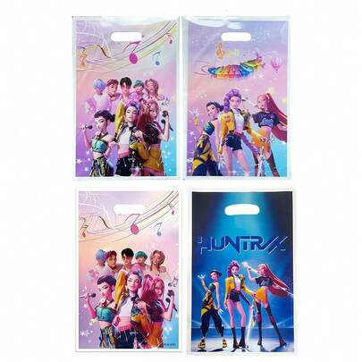 100/50/10pcs Kpop Cartoon Characters PE Shopping Bags | Portable Handle Gift Bags For Party Decor & Daily Use[Styles Sent At Random]