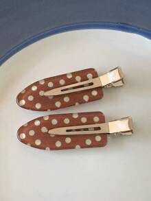 2pcs Polka Dot Hair Clips, Versatile Girly Bangs Clips, Side Hairpins, Sweet Elegant Hair Accessories - Multicolor - View 6