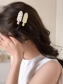 10个装女士可爱甜美花朵发夹，清新印花刘海夹，椭圆形花朵发卡，适合日常佩戴，发夹，配饰，夏季，假日，旅行 - 彩色 - 查看 5