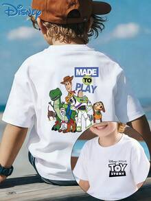 [Disney Licensing]A Short-Sleeved T-Shirt Suitable For Boys, With Characters From "Toy Story" Printed On The Front. It Is Perfect For Use As A Gift For Any Occasion. - 白色 - 查看 1