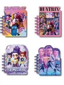 asmodee 4本A5线圈笔记本 可爱卡通学生笔记本 素描本 韩流笔记本 Mira日记本 动漫人物图片 Zoey 韩流文具办公用品 - 彩色 - 查看 3