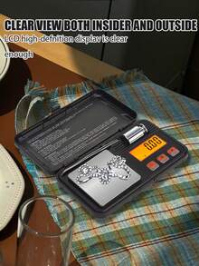 1pc Portable Jewelry Gold Scale, Digital Display Scale, Palm-Sized, Digital Weight Scale, With Tweezers And Weighing Tray, Precise Small Electronic Scale, With Backlit LCD Display, Suitable For Travel, Kitchen, Cooking, Baking, Tea Making And Other Daily Weighing Needs. Batteries Not Included. - Multicolor - View 2