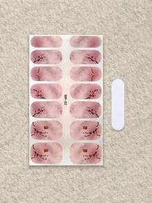 防水自粘美甲贴纸套装，清新设计，适合秋冬季DIY美甲 - 紅木色 - 查看 3