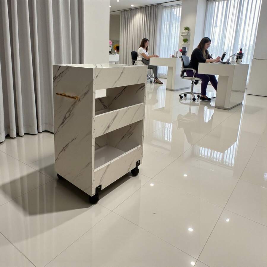 Carrito auxiliar para estéticas, pelucerias y SPA de 3 niveles giro 360ª