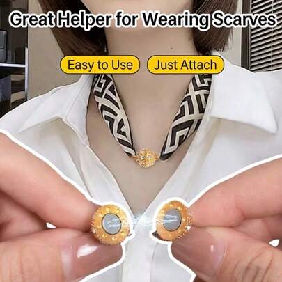 (Gold/Silver/White) Fashion Double-Sided Ball Magnetic Snap Button, Scarf Connector Decor, 1.4cm/0.55in, Suitable For Collar, Clothing Hem, Changing Scarf Style, Versatile Fastener, Sewing Tool Button Accessory (1/2/3pcs)