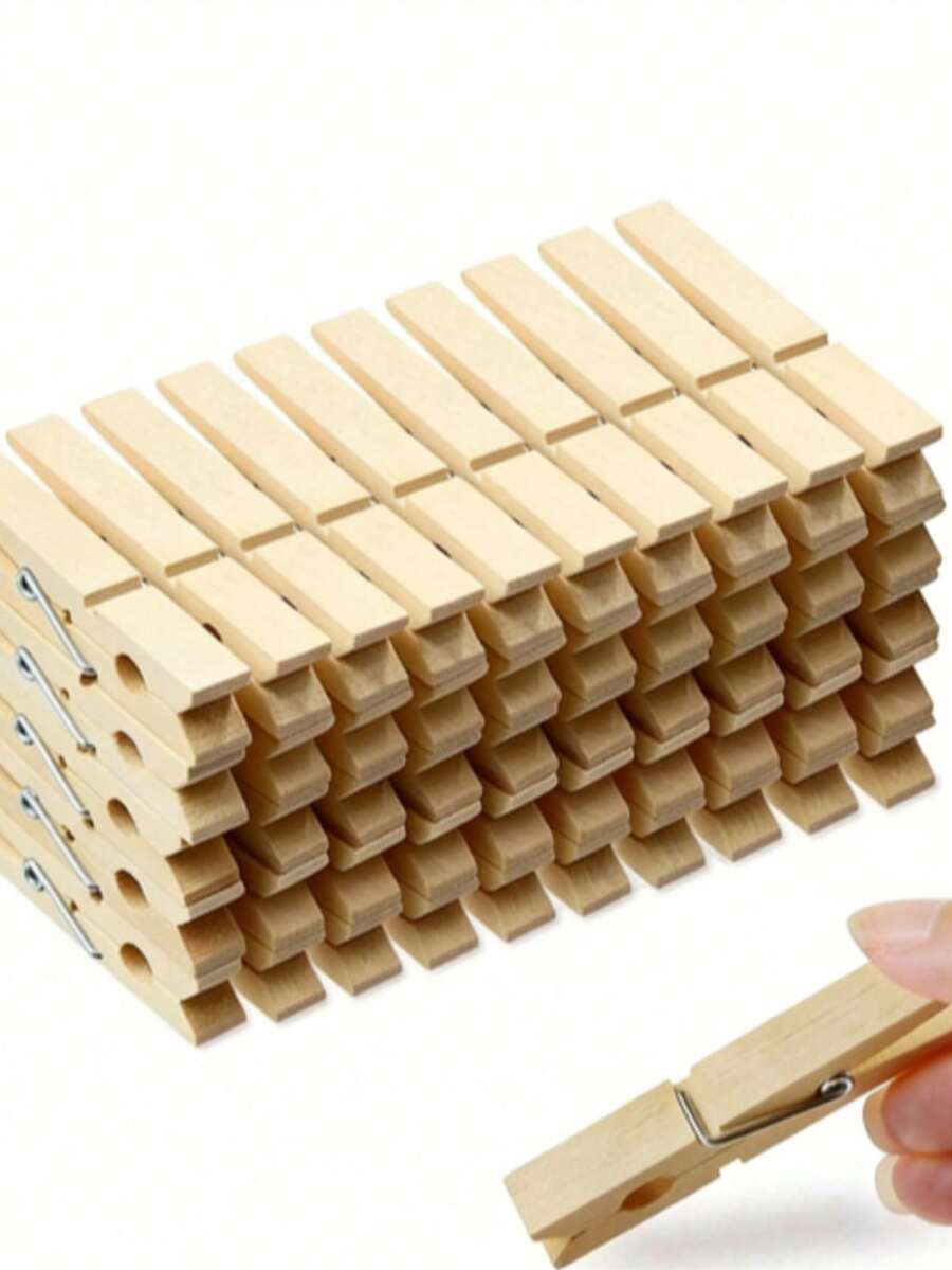 Natural Wooden Clips, Storage, Photo & Memo Clips - Multicolor - View 1