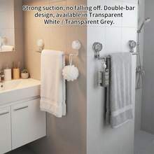 90/120cm Suction Cup Towel Rack, Bathroom Extendable Towel Bar Holder, Drill-Free Washroom Towel Storage Hanger - Transparent Gray - View 3