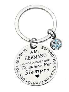 1pc Stainless Steel Key Chain, Spanish Customized Couple Keyring, Valentine For Friends Halloween Valentine's Day Valentines Car Accessories Bag Charm School Cute Goth Y2k Halloween Accessories Teachers Day Christmas Gift Ideas Bag Accessories Lanyards With Id Holder Car Accessories Bag Charms - Multicolor - View 3