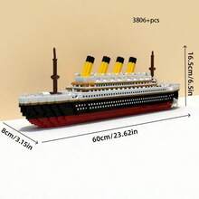 3000pcs Classic Luxury Cruise Ship Large Scale 3D Puzzle Model, Elegant Decorative Display Piece, High-Quality Bricks, Sturdy Structure, Collectible Model, DIY Project, Adult Stress Relief Toy, Birthday/Valentine's Day Gift - Multicolor - View 11