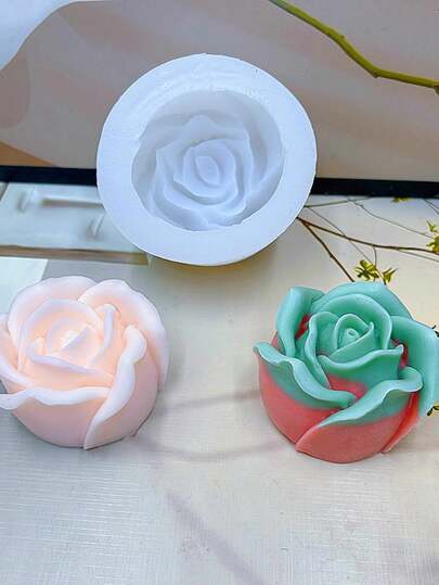 1个玫瑰香氛蜡烛硅胶模具 DIY玫瑰香氛石膏扩香石家居装饰硅胶模具
