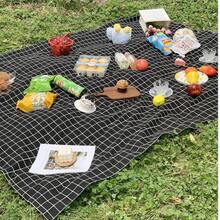 1 Outdoor Simple Checkered Picnic Mat, Lawn Outing Tablecloth, Moisture-Proof Cotton And Linen Picnic Mat - A - View 18