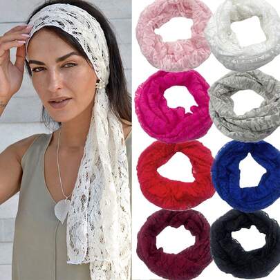 Solid Color Chiffon Hair Scarf Long Breathable Hair Tie Ribbon Multifunctional Headband Lace Scarf Hair Accessory For Women