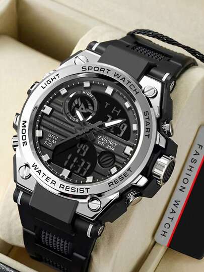 1块多功能圆形数字运动手表，适合日常佩戴，是馈赠佳品。