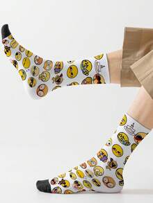 1双360度复活节男士袜子——趣味十足的全幅印花，创意十足的趣味表情，柔软舒适，弹性极佳。这款时尚休闲的街头嘻哈风360度袜子，非常适合作为压缩袜、情人节袜或宽松的孕妇袜。 - 彩色 - 查看 5