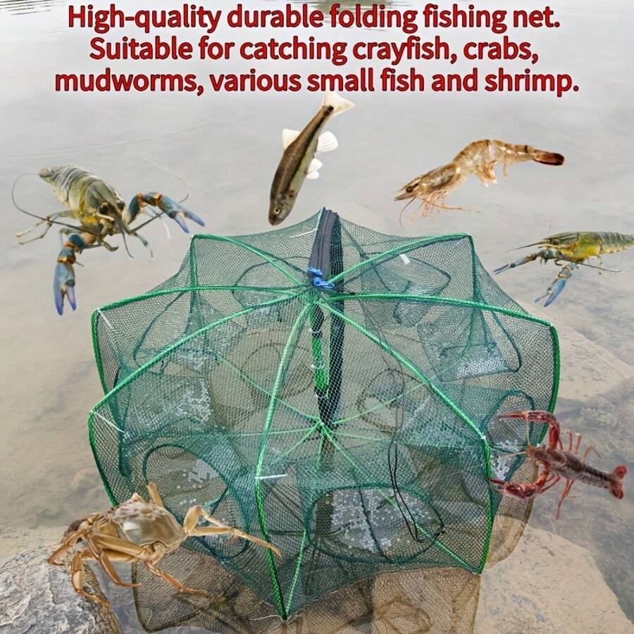 Lưới bắt cá tự động gấp gọn, chịu lực cao, được nâng cấp, thiết kế tự động đóng, nhiều cửa vào giúp tăng tỷ lệ bắt cá, thích hợp cho cua, tôm càng, cá mồi, tôm trong nước ngọt/nước mặn, nhỏ gọn và dễ mang theo, chống thấm nước và chống ăn mòn để sử dụng lâu dài, thích hợp cho câu cá ở sông, hồ, bãi biển và ngoài trời, món quà tuyệt vời nhất cho những người đam mê câu cá và những người thích phiêu lưu ngoài trời.
