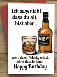 1pc Funny Whiskey-Themed Birthday Card For Adults – Perfect Gift For Whiskey Lovers, Friends, And Family" Envelope + Greeting Card - A - View 1