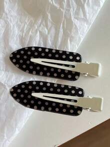 2pcs Polka Dot Hair Clips, Versatile Girly Bangs Clips, Side Hairpins, Sweet Elegant Hair Accessories - Multicolor - View 14