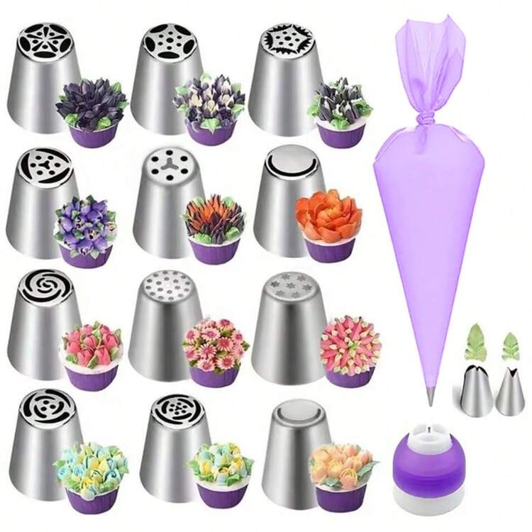 Bộ 16 đầu phun kem trang trí bánh, dụng cụ làm bánh, bộ trang trí bánh, dụng cụ khắc bánh, bộ dụng cụ làm bánh ngày lễ Giáng sinh, bộ đầu phun kem. - Xem 6