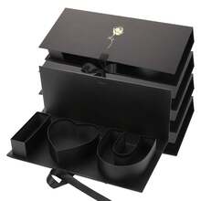 “我爱你”礼盒，17.9英寸 x 7.5英寸 x 2.6英寸，情人节鲜花巧克力礼盒包装，母亲节，婚礼 - 黑色 - 查看 13