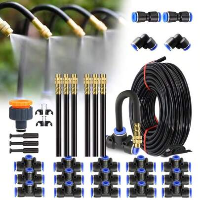 Bộ tưới tự động Wanxiang, bộ hệ thống tưới vườn với vòi phun có thể uốn cong 360 độ, được trang bị khớp nối nhanh 5/8 inch, thích hợp cho việc tưới nhà kính, sân vườn, bãi cỏ và hệ thống phun sương cho cây trồng.