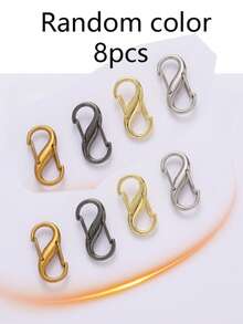 4pcs S-Shaped Spring Buckle, 8-Shaped Adjustable Chain Clasp, Metal Alloy Multi-Function Carabiner Clips - Multicolor - View 9