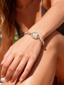 1PC 14K Gold Plated Exquisite Plated Hug Bracelet Best Gift For Friends Besties Symbol Friendship - Gold - View 2