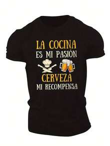 Camiseta Gráfica para Hombre "La Cocina Es Mi Pasión" - Diseño de Cocina Española con Gorra de Chef y Utensilios, Impresión 3D Transpirable. WYHV - Negro - Ver 6