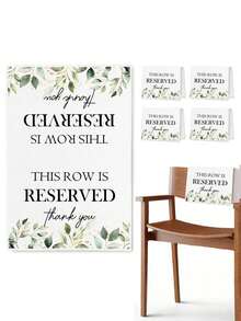 4 piezas letreros de asiento reservado, "Esta hilera está reservada", fundas para bancos de iglesia, decoración para bodas, recepciones, celebraciones y conferencias (eucalipto) - Verde - Ver 1