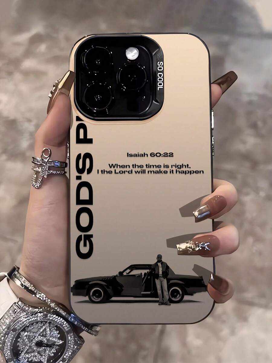 1pc Fashion Personalized Car Portrait Slogan Graphic Design With Independent Button IMD Shockproof Anti-Slip Black Phone Case Compatible With IPhone 16 ProMax/16/16 Pro/16 Plus/15/15 ProMax/15 Pro/11/12/13/14 ProMax/11 Pro/11 ProMax/12 Pro/12 ProMax/13 Pro/13 ProMax/14 Pro/14 ProMax, Elegant Creative - Multicolor - View 1