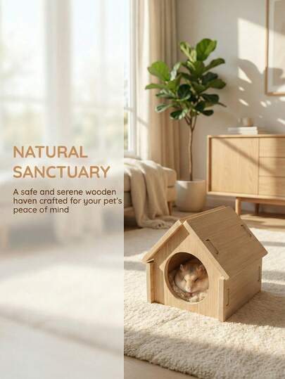 Mini-habitat ideal para hamsters, ratos e gerbos com menos de 5,5 cm (2,17 polegadas). Acessórios confortáveis para gaiola e plataformas de exercício. Cercado para animais de estimação. Abrigo compacto de madeira com telhado.