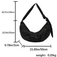 浅蓝色星形结腋下包清新少女大容量单肩包日常通勤休闲手提包。 - 黑色 - 查看 5