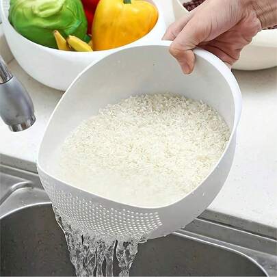 Colador de cocina de plástico - Cesta coladora de 10 pulgadas para lavar verduras, frutas, ensaladas y pasta, diseño perforado duradero, fácil de limpiar y guardar, ideal para preparación de comidas, cocineros domésticos y restaurantes