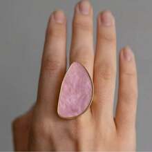 Asymmetrical Agate Resin Ring, Adjustable Open Design, Niche Brand - Yellow Gold - View 5