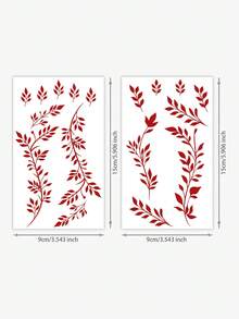 2张花卉图案手部临时纹身贴纸，防水防汗，适合嬉皮士日常使用，可持续1-3天 - 紅色 - 查看 7