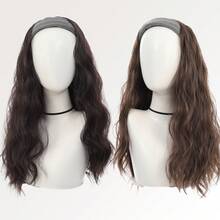 Synthetic Curly Wigs With Headband Half Wig For Women Hair Extensions Natural Black Brown Wigs Heat Resistant - Multicolor - View 2