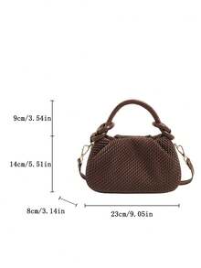 2026新款复古褶皱仿编织纹理女士手提包，时尚云朵形PU皮革托特包，适合日常使用、通勤、斜挎手机包，简约新月形包 - 彩色 - 查看 13