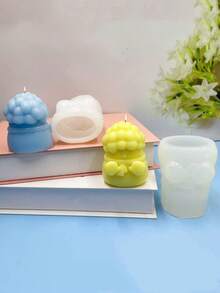 新款圣诞雪人瑜伽姿势蜡烛硅胶模具，DIY圣诞泡泡雪人香氛蜡烛硅胶模具 - A-白色 - 查看 3