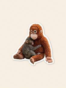 Monkey Punch Sticker - Funny Dragging Baby Macaque Decal, Relatable "Monday Mood" Sticker For Kindle & Laptop, Kawaii Animal Meme Gift - Multicolor - View 1