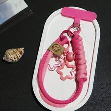 1 Set Black Matte Phone Case & Pink Star Charm Phone Lanyard, Compatible With 15C 5G Europe 173mm/ 15C 5G Global 171mm/ 15c 171(Europe)/Poco C85/ 15c 4G 173(Europe)/ A5 173mm/ Note 15 Pro - Clear - View 2