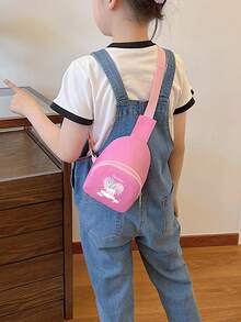 1pc Cute Pony Print Shoulder Bag, Zipper Closure, Casual Crossbody Chest Bag, Suitable For Teens, All Seasons Daily Use - A - View 8