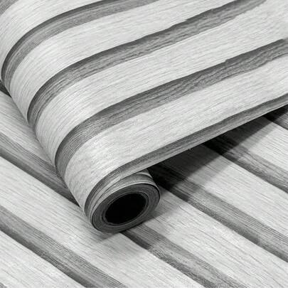 浅灰色木纹可移除壁纸，防水自粘木纹壁纸，适用于卧室、浴室、橱柜、房间装饰、家居装饰、墙面装饰、客厅装饰、房屋装饰、客厅墙贴、墙贴