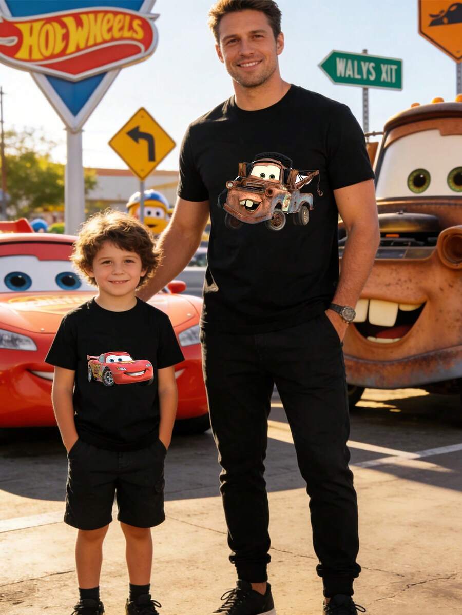 Disney Kids' Clothing - 200g Heavyweight Short Sleeve - Mickey, Minnie, Donald Duck Family Set - Four-Person Family Travel T-Shirt - 黑色 - 查看 1