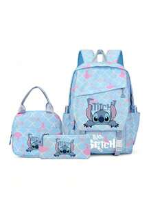 Ba lô học sinh hình hoạt hình Stitch, nhẹ, quà tặng gia đình/ngày lễ/Halloween/Giáng sinh, ba lô đa năng dễ thương, nhẹ nhàng, cặp sách học sinh, bộ 3 ba lô, ba lô in hình du lịch ngoài trời - Nhiều màu - Xem 9