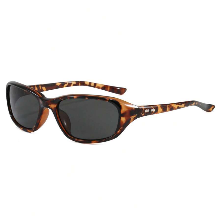 Vintage Tortoiseshell Wrap Around Sunglasses For Women Men, Retro 90s Oval Sunglasses UV400 Protection For Daily Wear Driving Beach - Khung đen, toàn bộ phim màu xám. - Xem 1