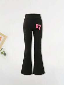 Bộ đồ thể thao mùa hè mới dành cho bé gái, gồm áo thun cổ tròn tay ngắn in hình ngôi sao size 67 và quần ống loe in hình ngôi sao size 67, thoải mái và năng động. - Màu be - Xem 5